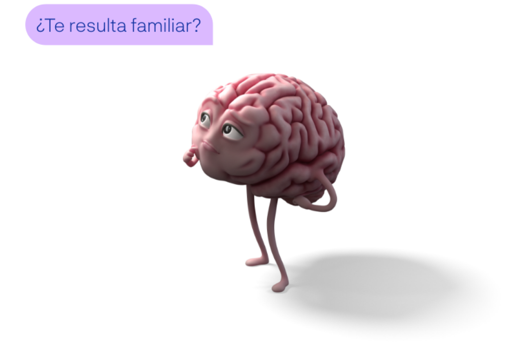 Personaje de cerebro pensativo con la pregunta «¿Te resulta familiar?»